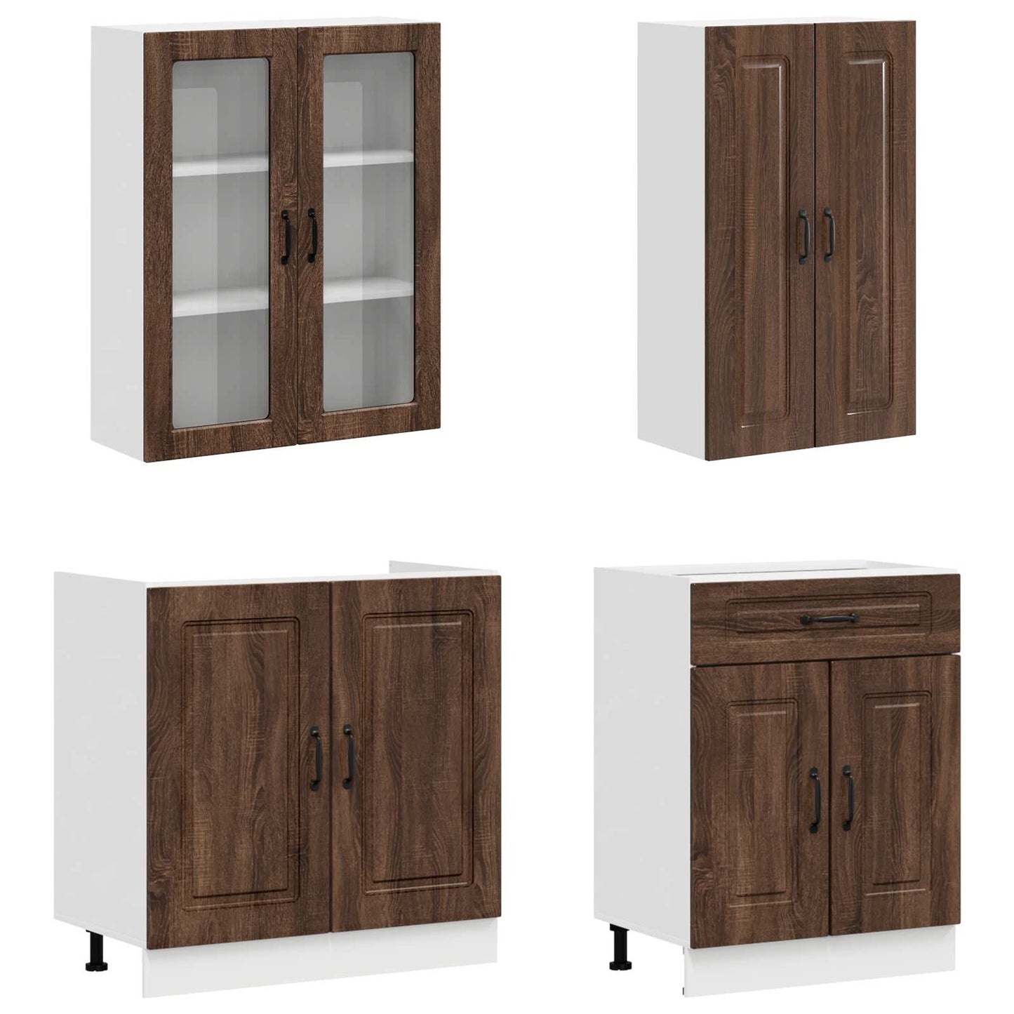 Keukenblok KALMAR 4 pcs Bruin eiken Bewerkt hout