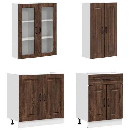 Keukenblok KALMAR 4 pcs Bruin eiken Bewerkt hout