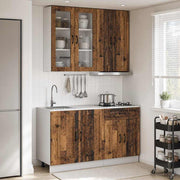 Keukenblok 4-delig bewerkt hout oud hout
