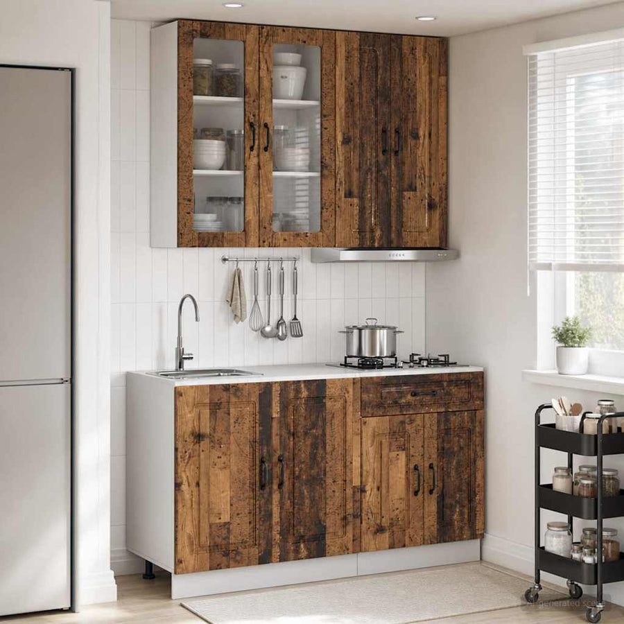 Keukenblok KALMAR 4 pcs Oud hout Bewerkt hout