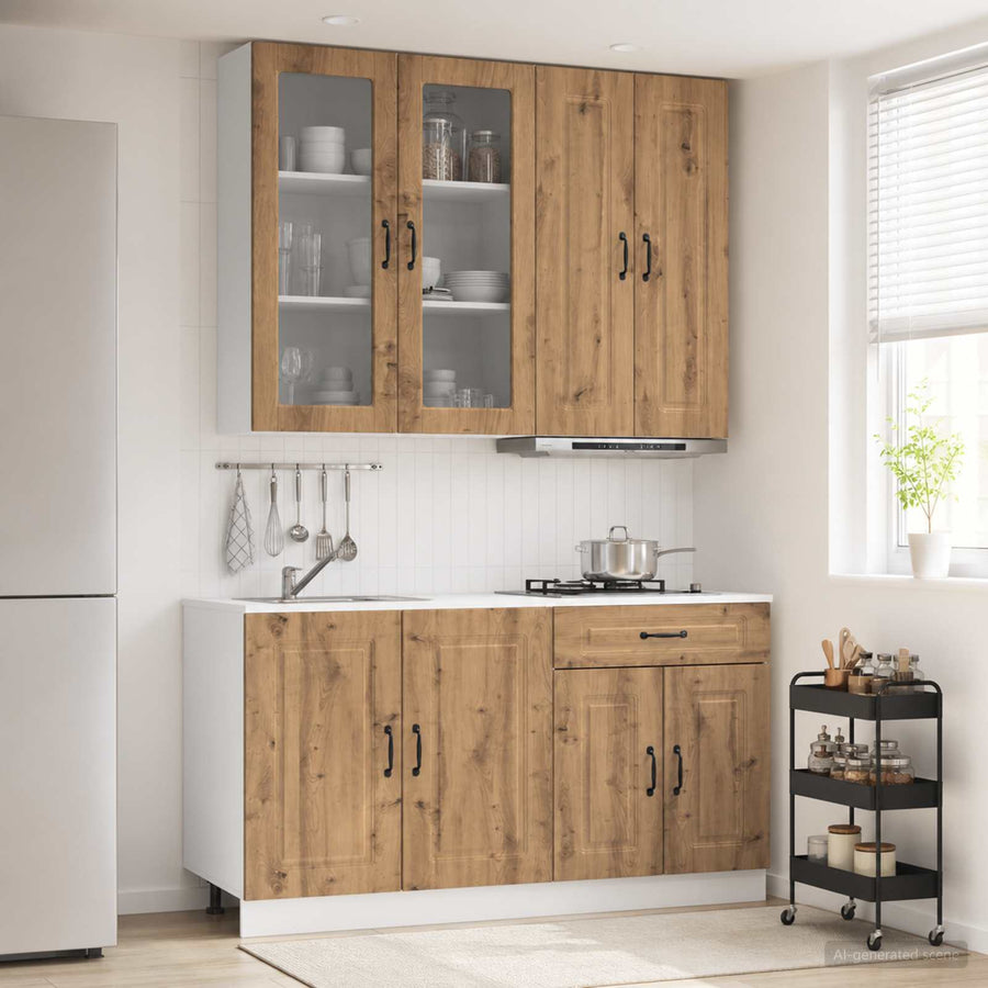 Keukenblok KALMAR 4 pcs Artisanaal eiken Bewerkt hout
