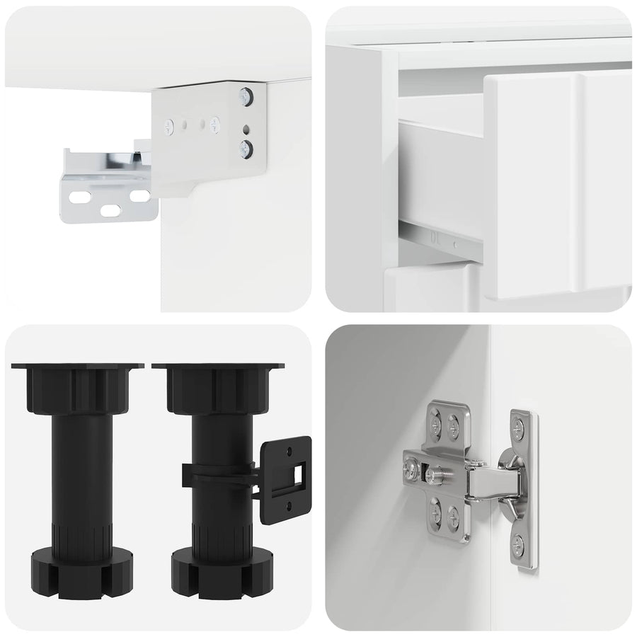 Keukenblok LUCCA 4 pcs Wit Bewerkt hout