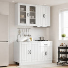 Keukenblok wit bewerkt hout 8 pcs