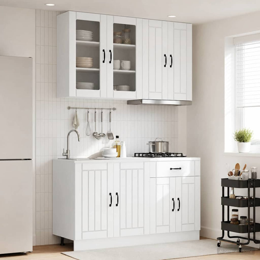 Keukenblok LUCCA 4 pcs Wit Bewerkt hout