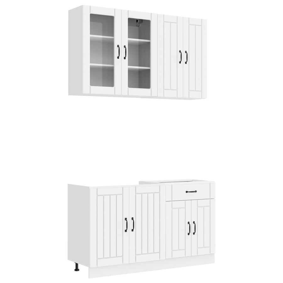 Keukenblok LUCCA 4 pcs Wit Bewerkt hout