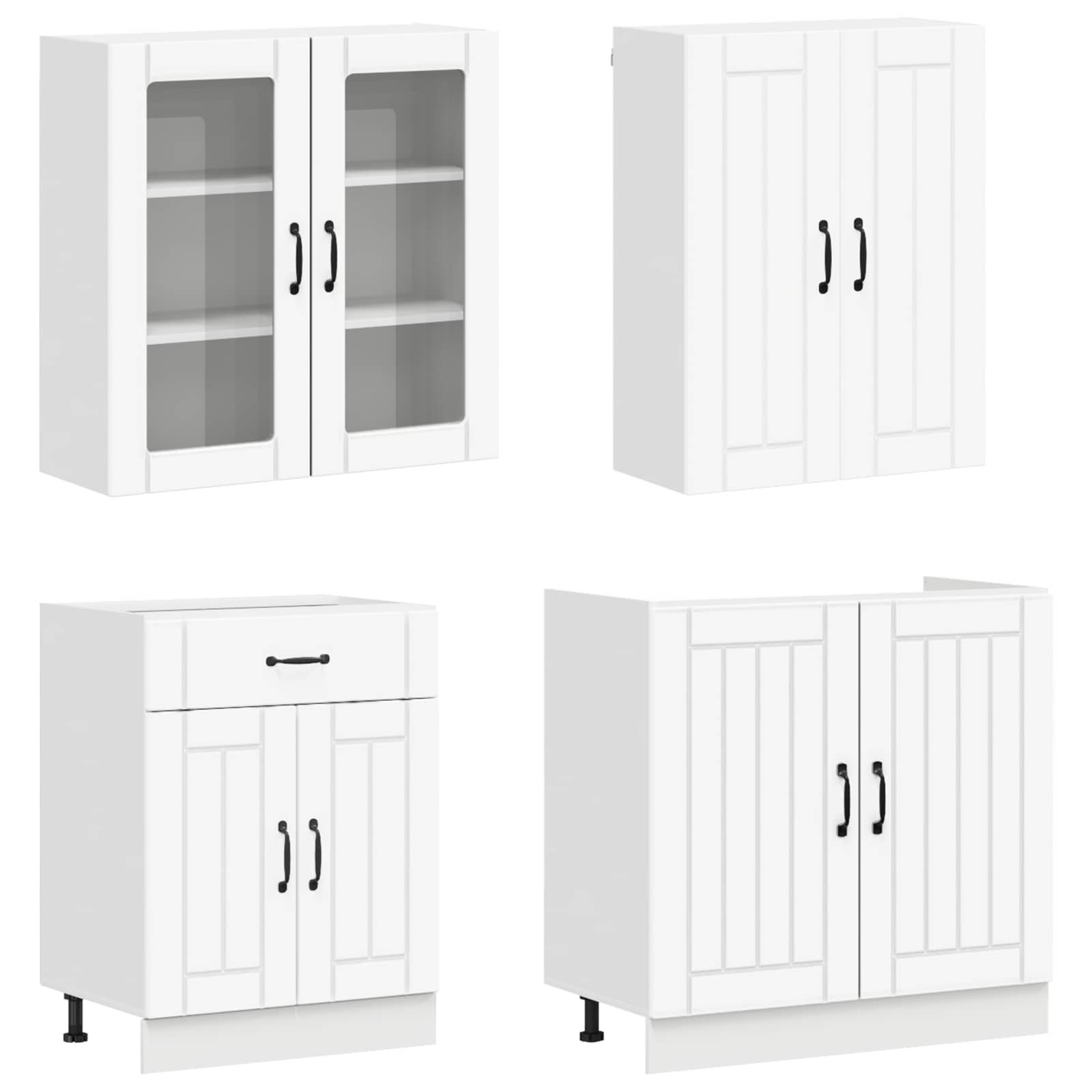 Keukenblok LUCCA 4 pcs Wit Bewerkt hout