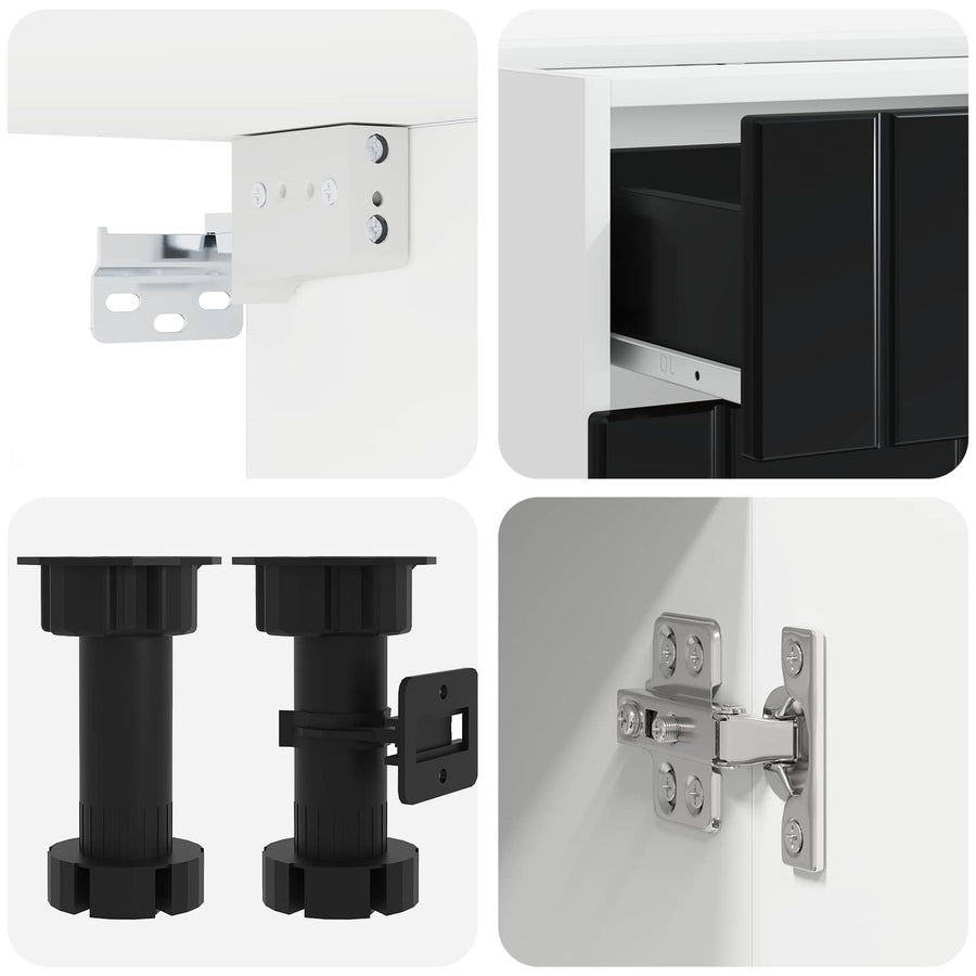 Keukenblok LUCCA 4 pcs Zwart Bewerkt hout