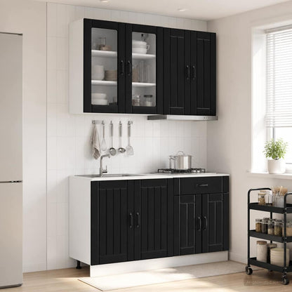 Keukenblok LUCCA 4 pcs Zwart Bewerkt hout