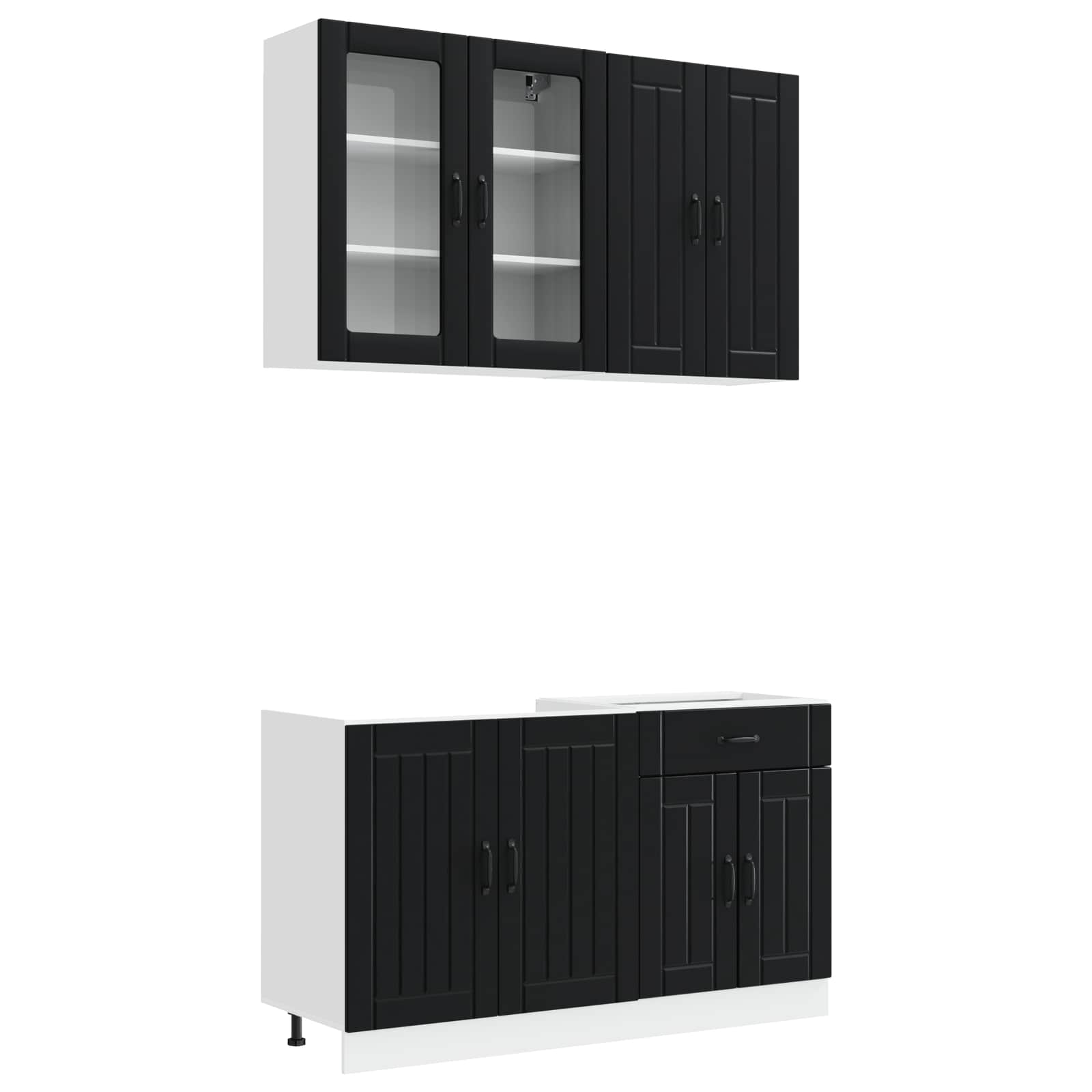 Keukenblok LUCCA 4 pcs Zwart Bewerkt hout