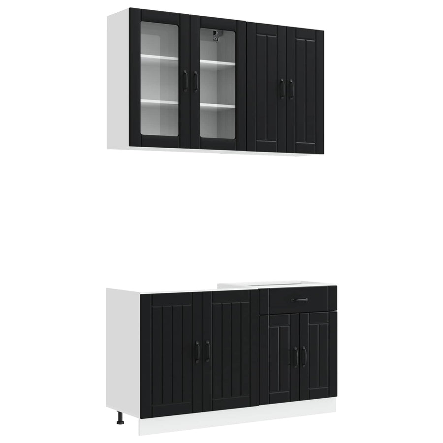 Keukenblok LUCCA 4 pcs Zwart Bewerkt hout