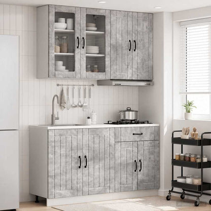 Keukenblok LUCCA 4 pcs Betongrijs Bewerkt hout
