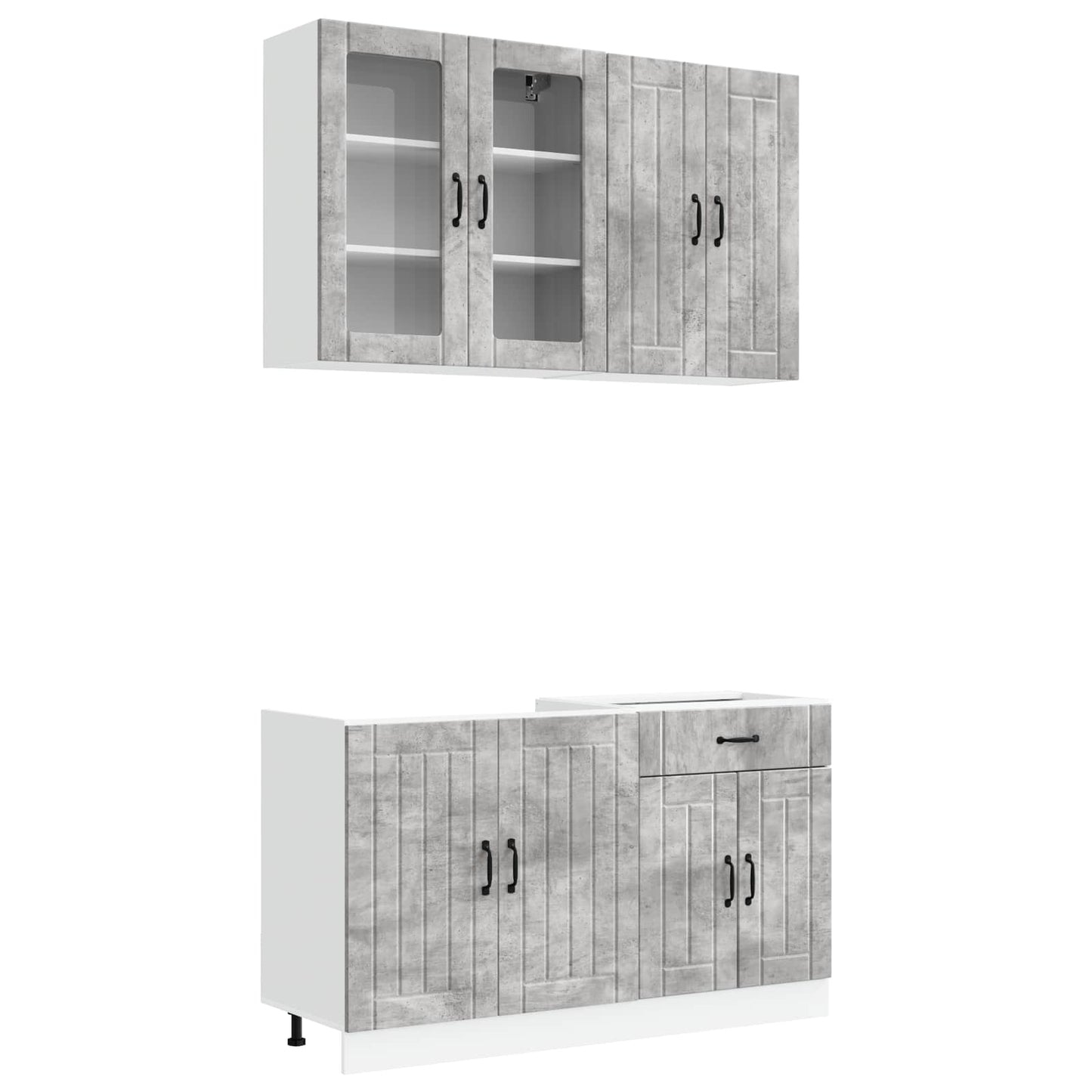 Keukenblok LUCCA 4 pcs Betongrijs Bewerkt hout