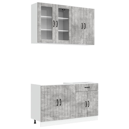 Keukenblok LUCCA 4 pcs Betongrijs Bewerkt hout