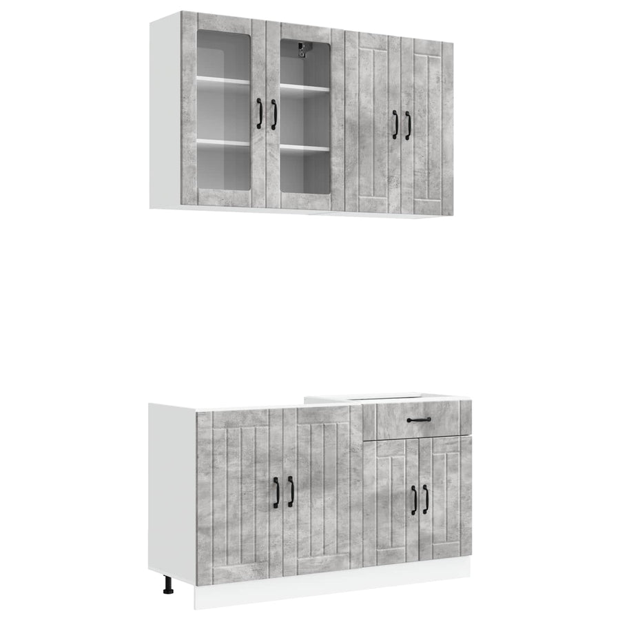 Keukenblok LUCCA 4 pcs Betongrijs Bewerkt hout