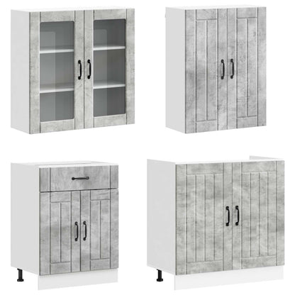 Keukenblok LUCCA 4 pcs Betongrijs Bewerkt hout