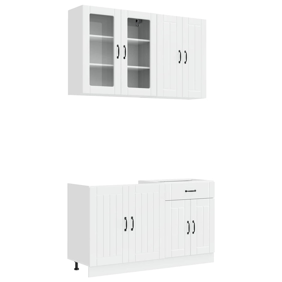 Keukenblok LUCCA 4 pcs Hoogglans Wit Bewerkt hout