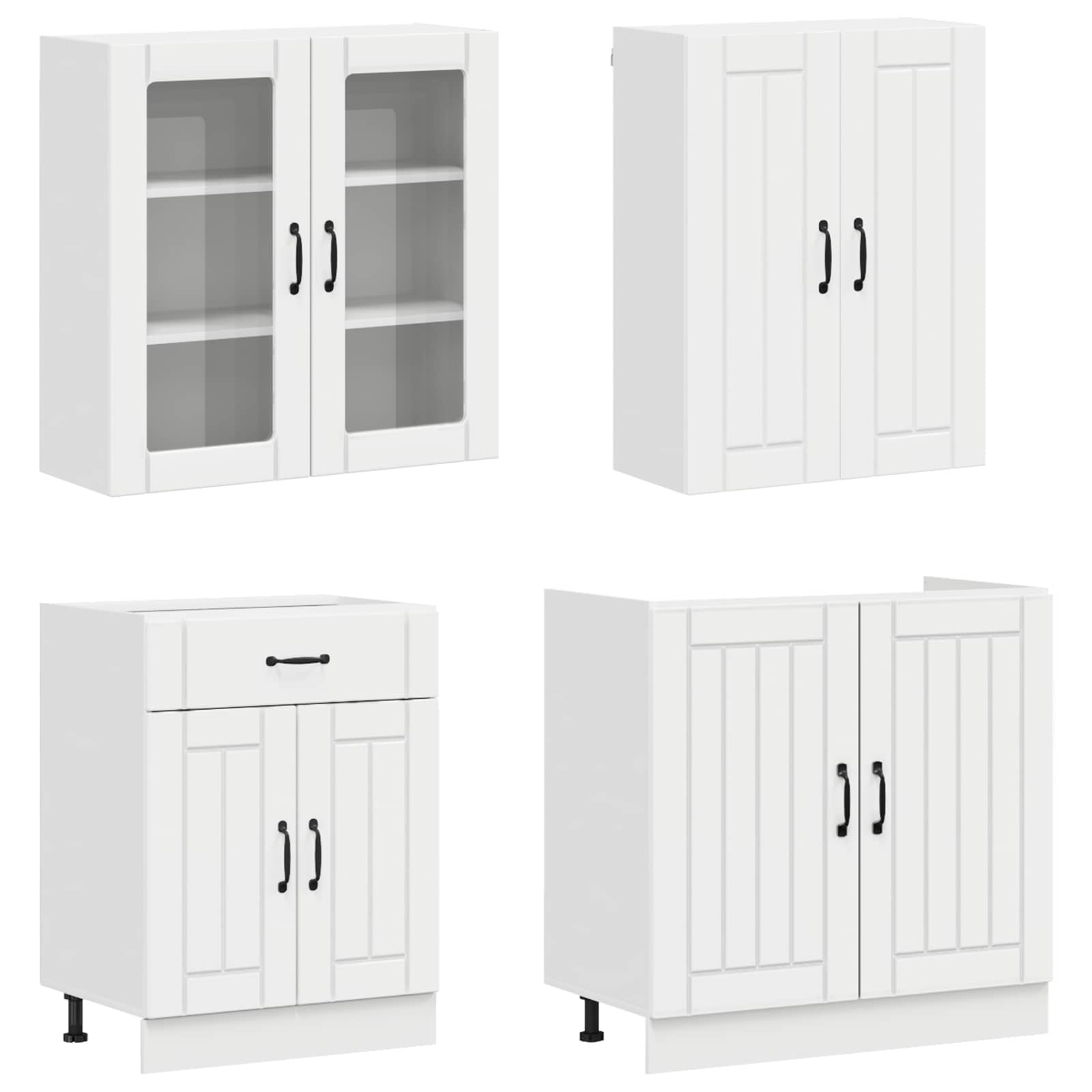 Keukenblok LUCCA 4 pcs Hoogglans Wit Bewerkt hout