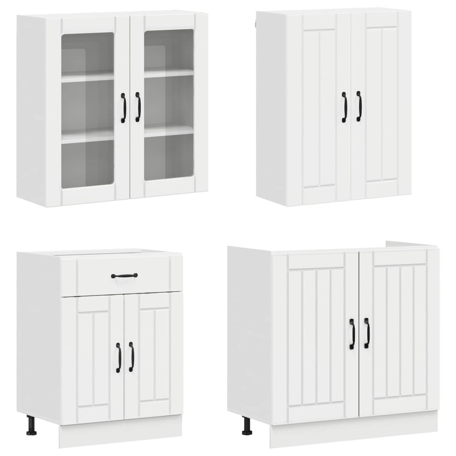 Keukenblok LUCCA 4 pcs Hoogglans Wit Bewerkt hout