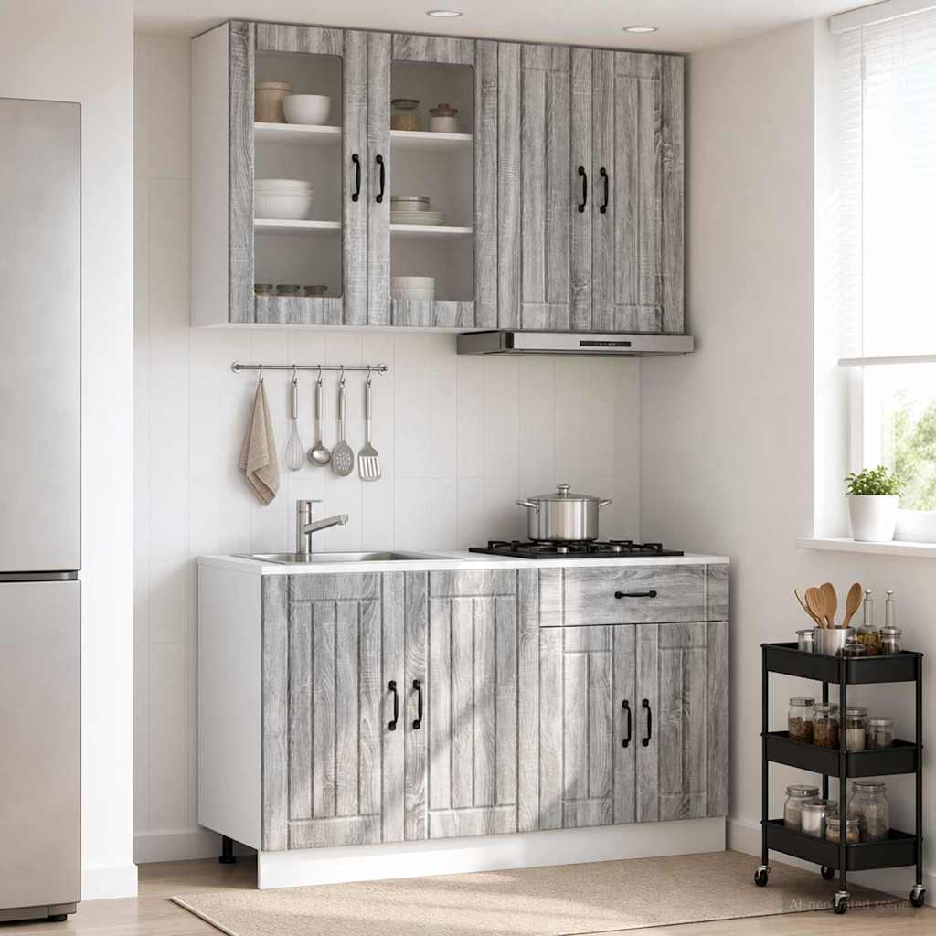 Keukenblok LUCCA 4 pcs Grijs Sonoma Bewerkt hout