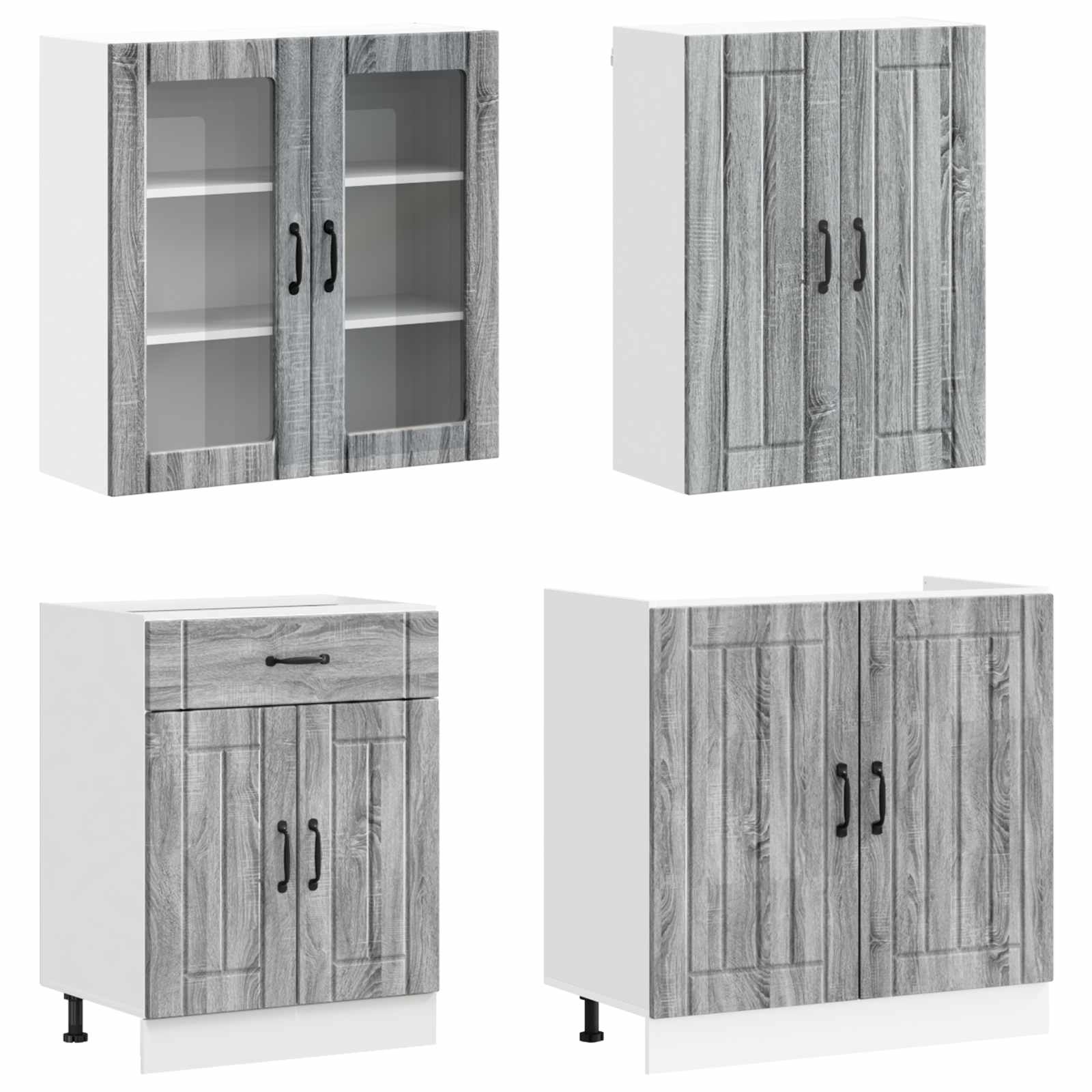 Keukenblok LUCCA 4 pcs Grijs Sonoma Bewerkt hout