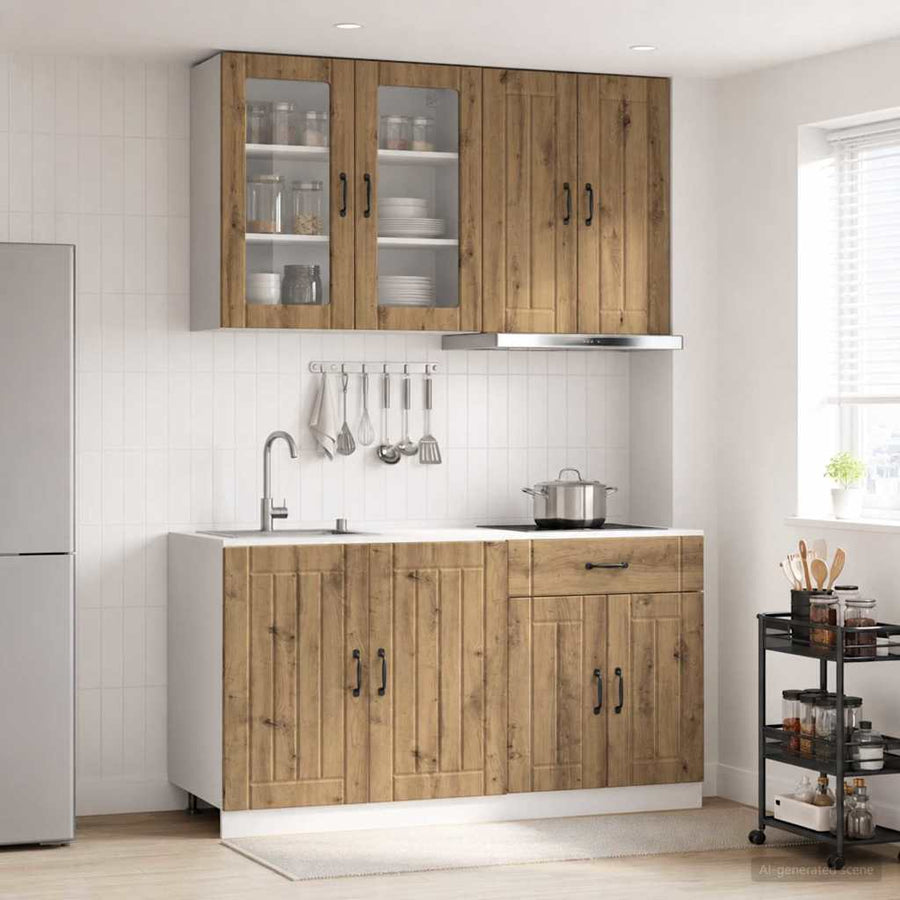 Keukenblok LUCCA 4 pcs Artisanaal eiken Bewerkt hout