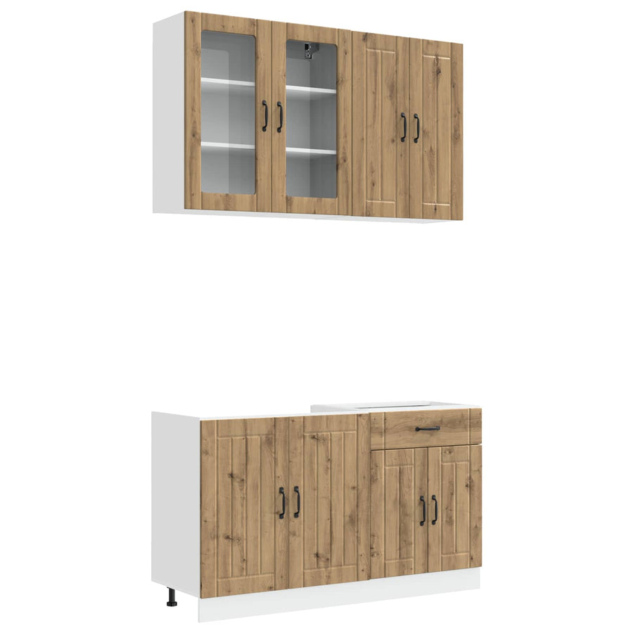 Keukenblok LUCCA 4 pcs Artisanaal eiken Bewerkt hout