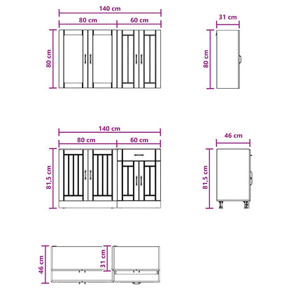 Keukenblok LUCCA 4 pcs Artisanaal eiken Bewerkt hout