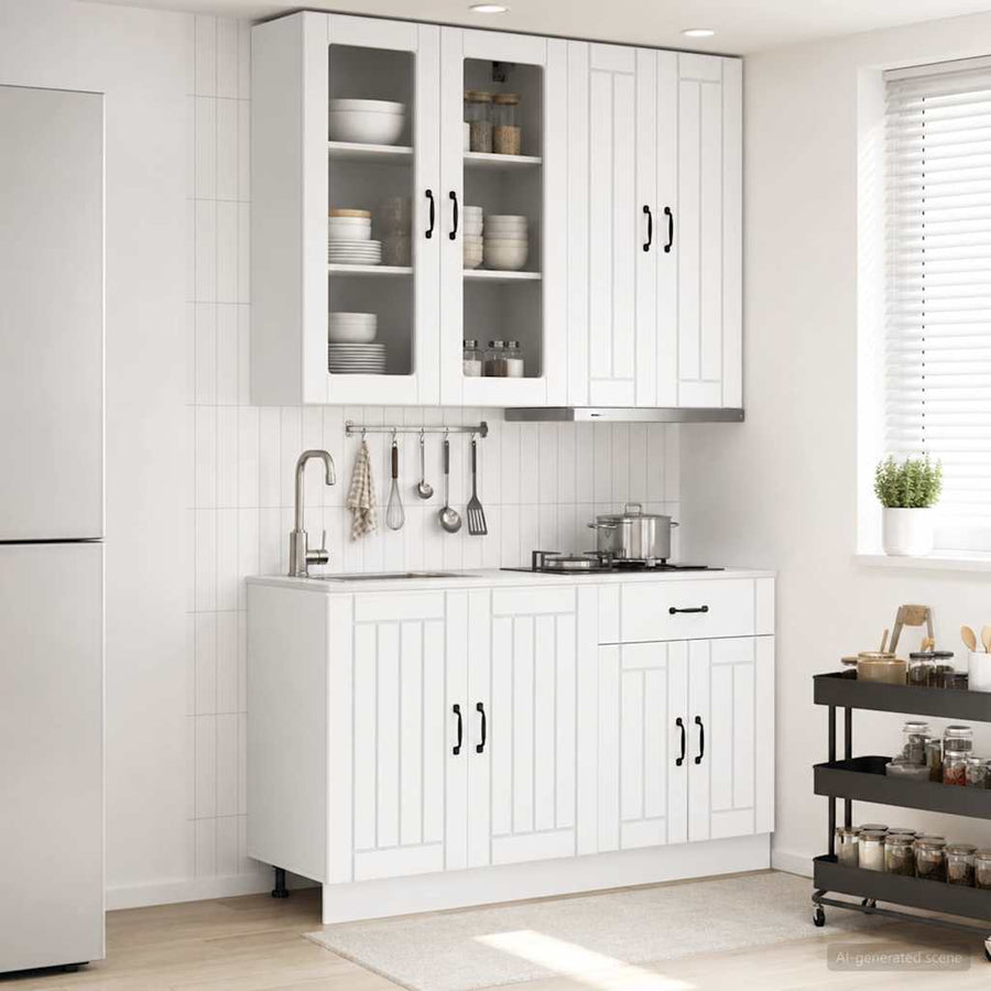 Keukenblok LUCCA 4 pcs Wit Bewerkt hout