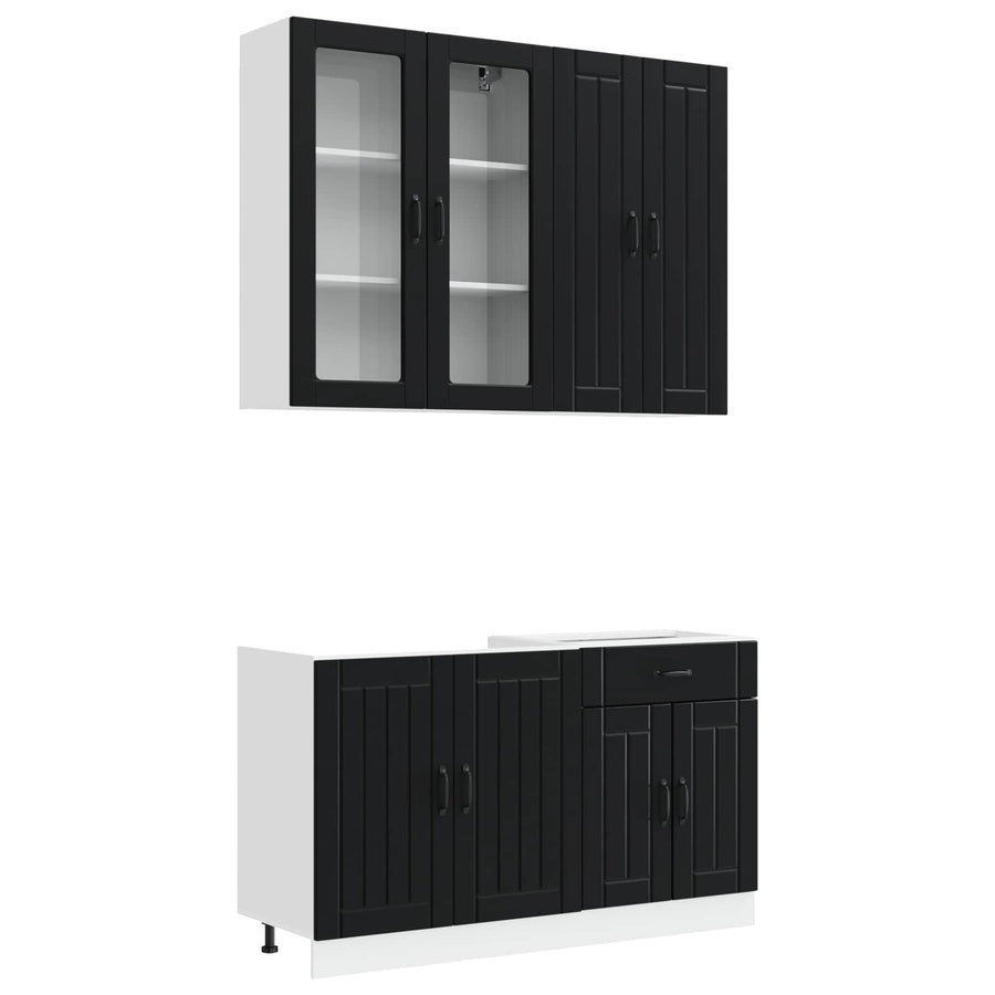 Keukenblok LUCCA 4 pcs Zwart Bewerkt hout