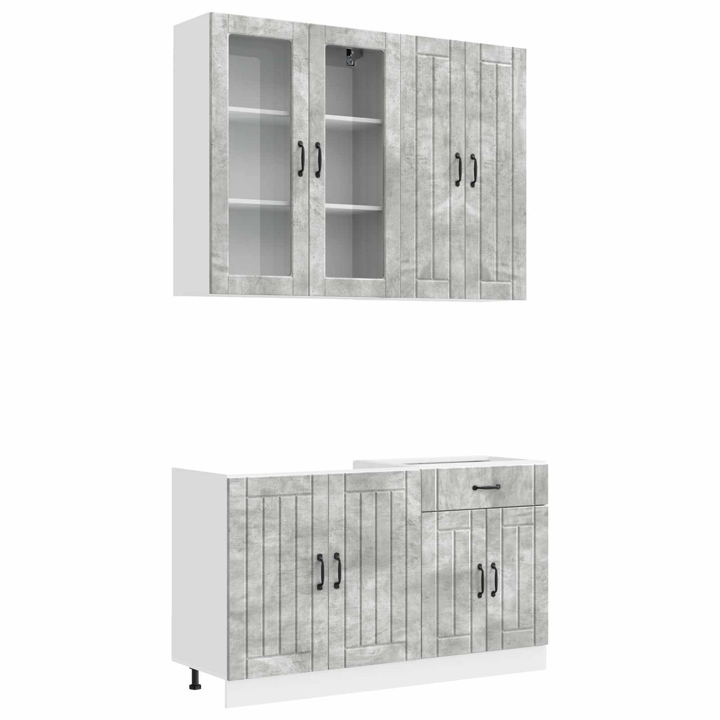 Keukenblok LUCCA 4 pcs Betongrijs Bewerkt hout