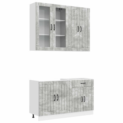 Keukenblok LUCCA 4 pcs Betongrijs Bewerkt hout