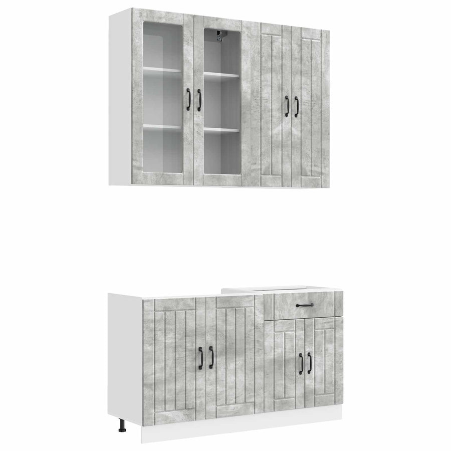 Keukenblok LUCCA 4 pcs Betongrijs Bewerkt hout