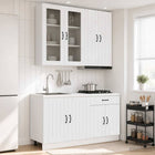 Keukenblok 4 delen bewerkt hout hoogglans wit