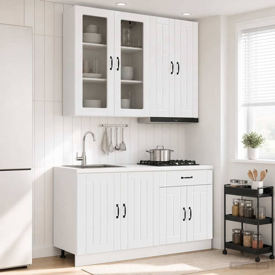 Keukenblok LUCCA 4 pcs Hoogglans Wit Bewerkt hout
