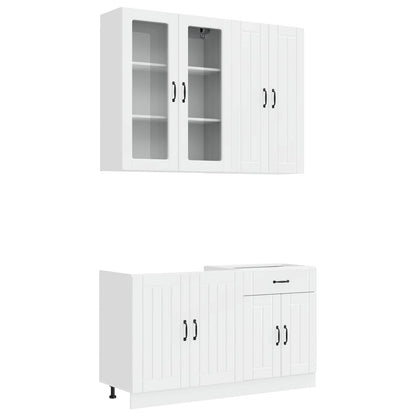 Keukenblok LUCCA 4 pcs Hoogglans Wit Bewerkt hout