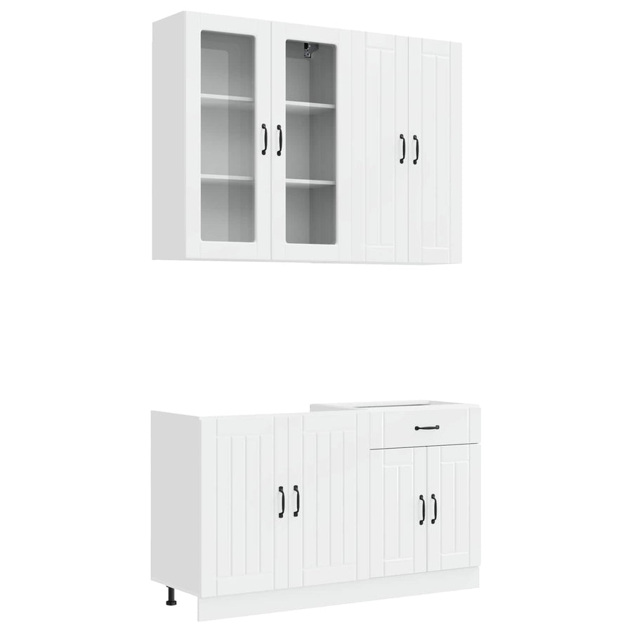 Keukenblok LUCCA 4 pcs Hoogglans Wit Bewerkt hout