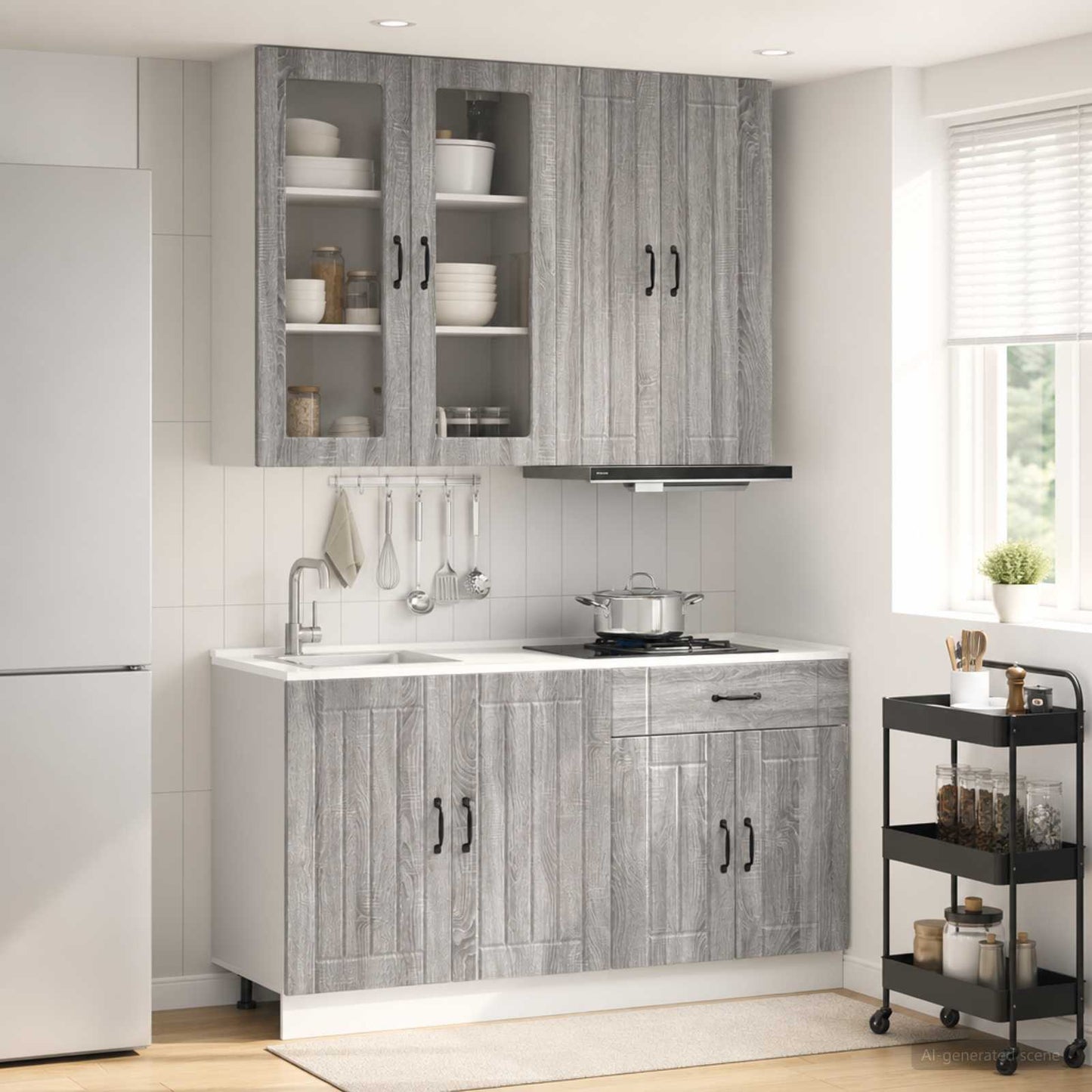 Keukenblok LUCCA 4 pcs Grijs Sonoma Bewerkt hout