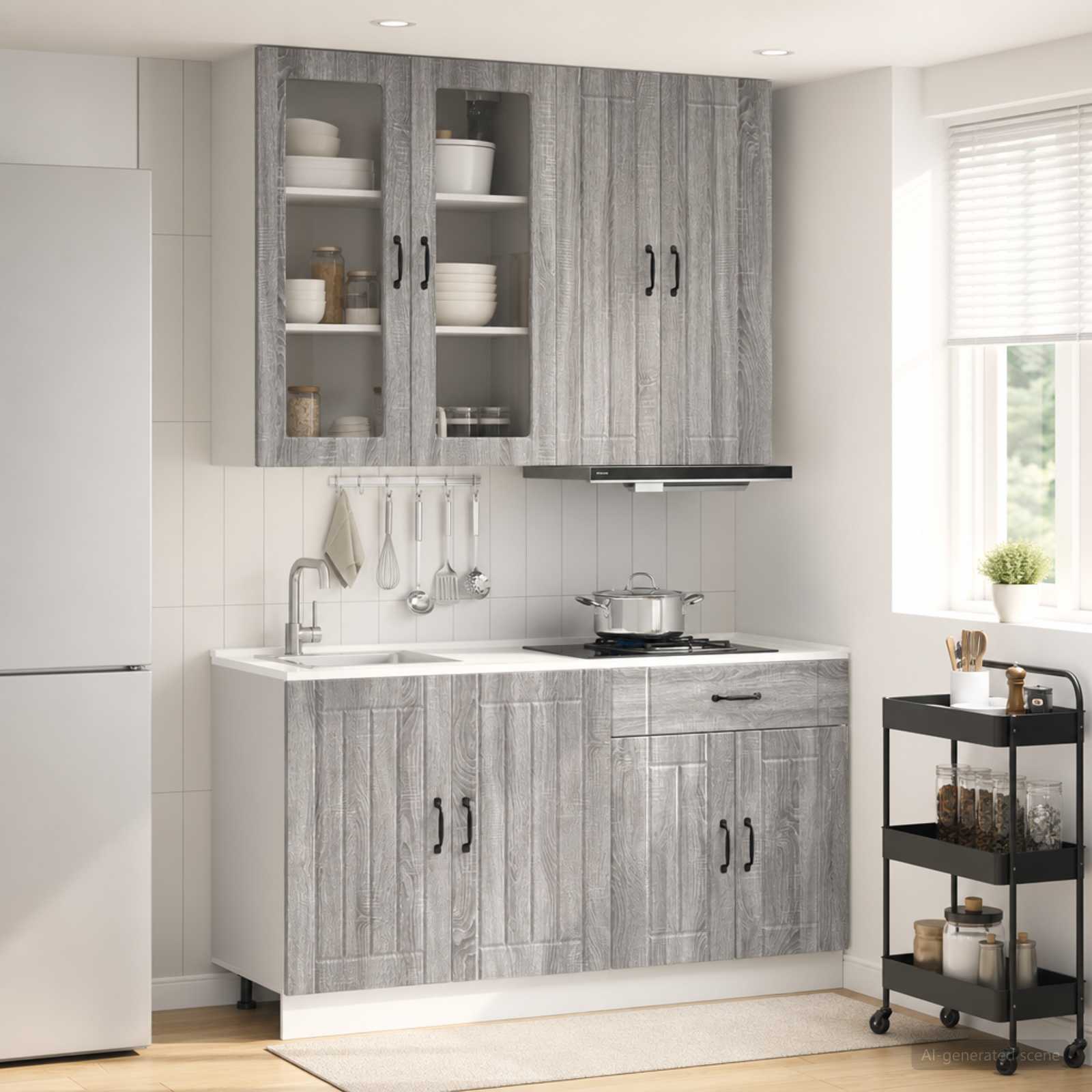 Keukenblok LUCCA 4 pcs Grijs Sonoma Bewerkt hout