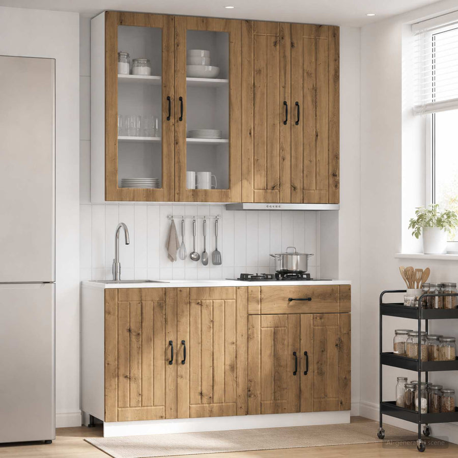 Keukenblok LUCCA 4 pcs Artisanaal eiken Bewerkt hout