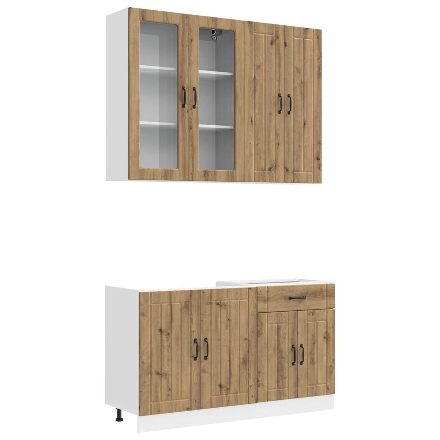 Keukenblok LUCCA 4 pcs Artisanaal eiken Bewerkt hout