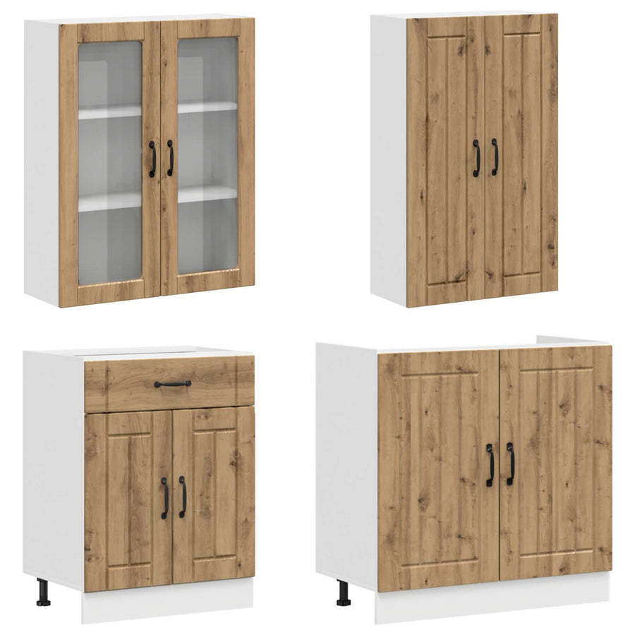 Keukenblok LUCCA 4 pcs Artisanaal eiken Bewerkt hout