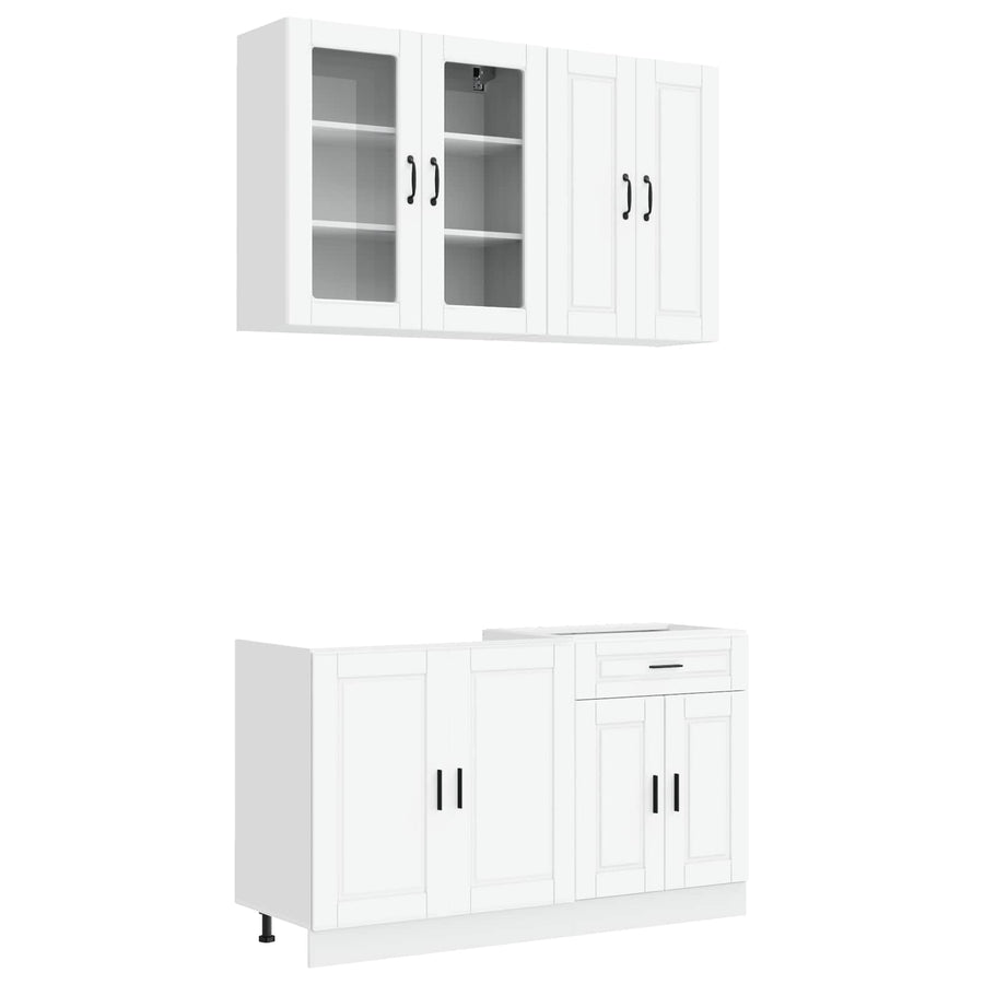 Keukenblok PORTO 4 pcs Wit Bewerkt hout