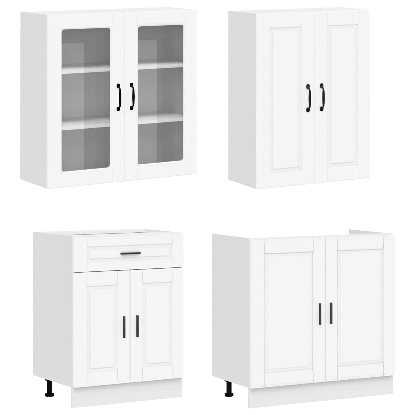 Keukenblok PORTO 4 pcs Wit Bewerkt hout