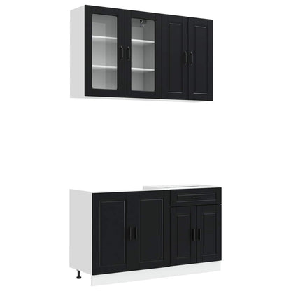 Keukenblok PORTO 4 pcs Zwart Bewerkt hout