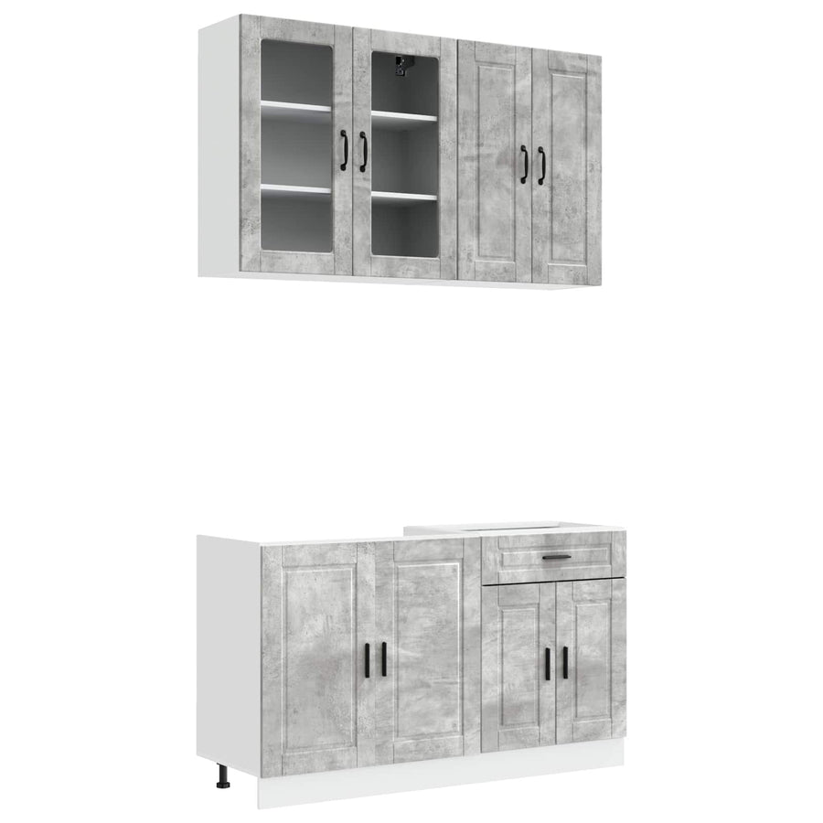 Keukenblok PORTO 4 pcs Betongrijs Bewerkt hout