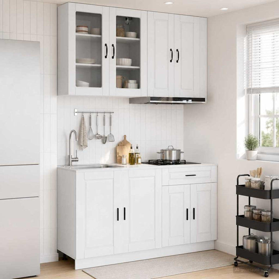 Keukenblok PORTO 4 pcs Hoogglans Wit Bewerkt hout