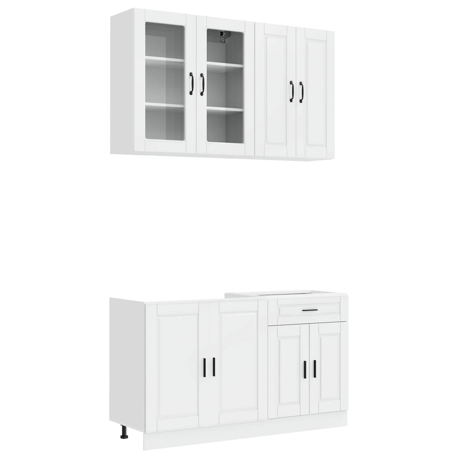 Keukenblok PORTO 4 pcs Hoogglans Wit Bewerkt hout