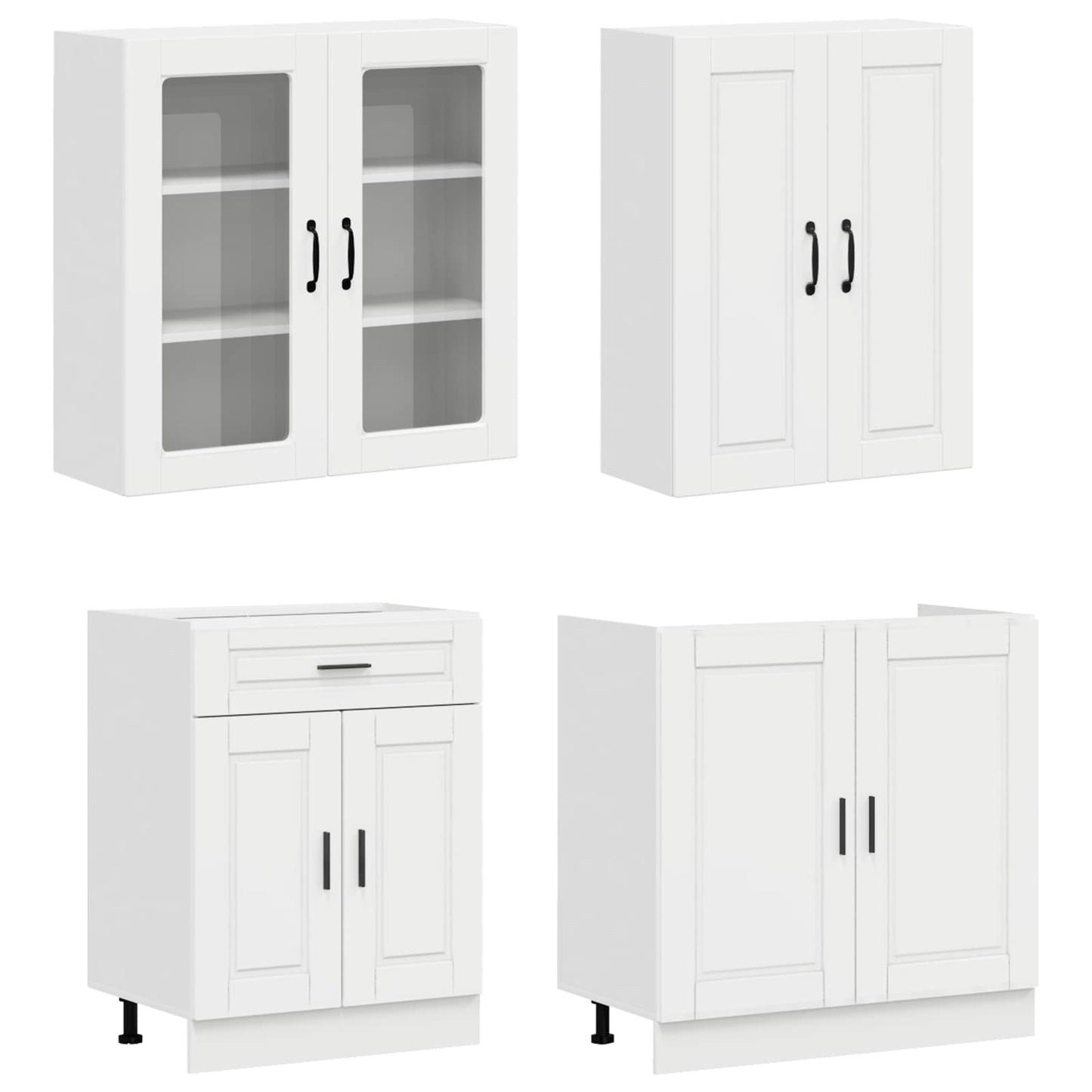 Keukenblok PORTO 4 pcs Hoogglans Wit Bewerkt hout