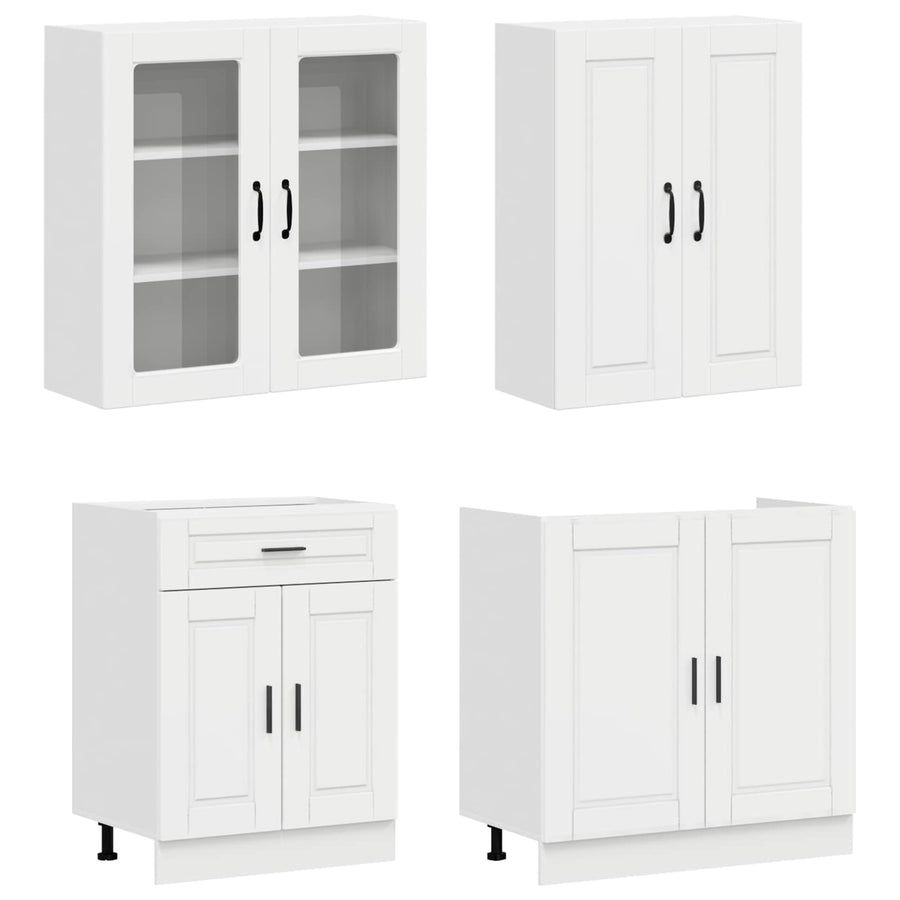 Keukenblok PORTO 4 pcs Hoogglans Wit Bewerkt hout