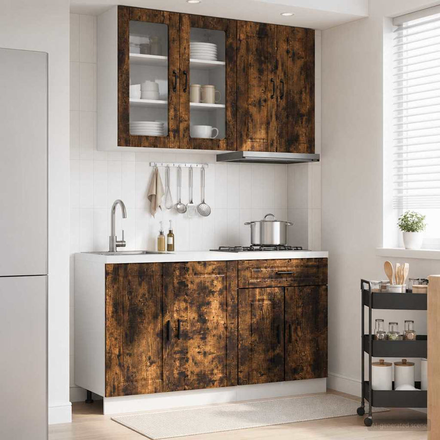 Keukenblok PORTO 4 pcs Gerookt eiken Bewerkt hout